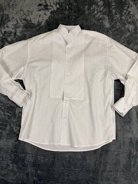 Umo Lorenzo Mens White Tuxedo Shirt 15-15.5 34-35 Wing Collar Long Sleeve